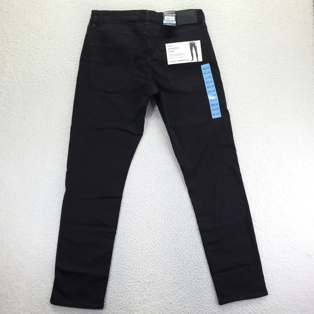Lucky Brand 412 Athletic Slim Jeans Mens 32x32 Black Jack Stretch 7MSC005 NEW